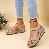 Cream White Casual Daily Hollowed Out Patchwork Solid Color Fish Mouth Comfortable Shoes