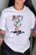 White Street Print Letter O Neck T-Shirts
