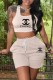 Apricot Casual Print Letter U Neck Sleeveless Two Pieces