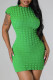Green Sexy Solid Patchwork O Neck Pencil Skirt Dresses