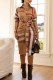 Stripe Elegant Striped With Belt Turndown Collar Shirt Dress Dresses