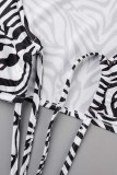 Zebra Sexy Print Bandage V Neck Tops