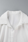 White Casual Solid Patchwork Turndown Collar T-shirt Dress Dresses