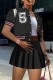 Black Casual Print Patchwork Short Sleeve Two Pieces