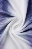 White Sexy Street Print Patchwork O Neck One Step Skirt Dresses