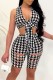 Black And White Sexy Casual Print Ripped Bandage V Neck Sleeveless Two Pieces