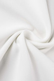 White Casual Solid Patchwork Turndown Collar T-shirt Dress Dresses