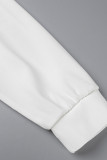 White Casual Solid Patchwork Turndown Collar T-shirt Dress Dresses
