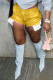 Yellow Street Solid Patchwork High Waist Straight Solid Color Bottoms