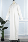 White Casual Solid Patchwork Turndown Collar T-shirt Dress Dresses
