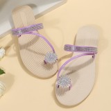 Purple Fashion Casual Patchwork Rhinestone Round Comfortable Shoes