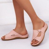 Light Brown Casual Patchwork Solid Color Fish Mouth Comfortable Shoes