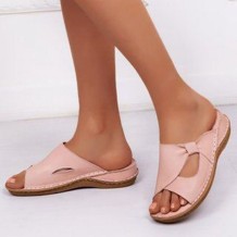Pink Casual Patchwork Solid Color Fish Mouth Comfortable Shoes