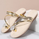 Coffee Fashion Casual Patchwork Rhinestone Round Comfortable Shoes