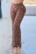 Brown Street Letter Patchwork Loose Mid Waist Wide Leg Bottoms