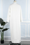 White Casual Solid Patchwork Turndown Collar T-shirt Dress Dresses