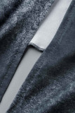 Blue Sexy Solid Patchwork Asymmetrical V Neck Long Sleeve Two Pieces