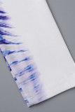 White Sexy Street Print Patchwork O Neck One Step Skirt Dresses