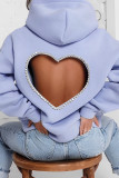 Pink Casual Solid Hot Drilling Backless Hooded Collar Tops
