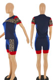 Pink Casual Print Patchwork O Neck Short Sleeve Two Pieces