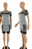 Pink Casual Print Patchwork O Neck Short Sleeve Two Pieces