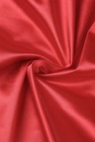 Red Sexy Solid Tassel Hollowed Out Strapless Wrapped Skirt Dresses