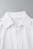 White Casual Solid Patchwork Shirt Collar Long Sleeve Two Pieces