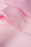 Pink Sweet Solid Patchwork Spaghetti Strap Cake Skirt Dresses