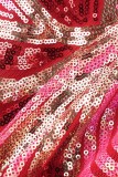 Red Sexy Patchwork Bandage Sequins Backless Halter Sleeveless Dress Dresses