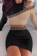 Black Sexy Print Patchwork V Neck Long Sleeve Two Pieces
