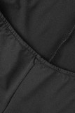 Black Sexy Casual Solid Backless Halter Regular Jumpsuits
