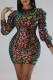 Black Casual Patchwork Sequins O Neck Long Sleeve Dresses