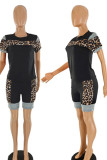 Pink Casual Print Patchwork O Neck Short Sleeve Two Pieces