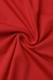 Red Sexy Solid Patchwork Asymmetrical Stringy Selvedge Strapless Irregular Dress Dresses