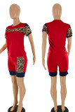 Pink Casual Print Patchwork O Neck Short Sleeve Two Pieces