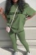 Green Fashion Casual Print Letter O Neck Short Sleeve Two Pieces