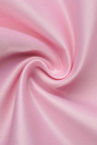 Pink Sweet Solid Patchwork Spaghetti Strap Cake Skirt Dresses