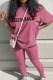 Rose Red Fashion Casual Print Letter O Neck Short Sleeve Two Pieces