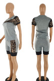 Pink Casual Print Patchwork O Neck Short Sleeve Two Pieces