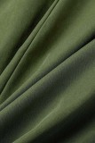 Army Green Casual Solid Patchwork Turndown Collar Regular Rompers