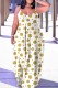 White Yellow Casual Dot Print Backless Spaghetti Strap Long Dress Dresses