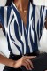 Blue White Casual Print Patchwork V Neck Tops