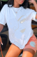White Street Print Patchwork O Neck T-Shirts