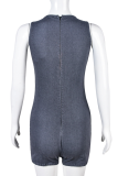 Grey Sexy Solid Patchwork U Neck Skinny Rompers