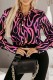 Rose Red Casual Print Patchwork Shirt Collar Tops