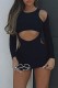 Black Sexy Casual Solid Hollowed Out O Neck Long Sleeve Dresses