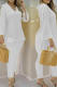White Casual Solid Patchwork V Neck Long Sleeve Two Pieces