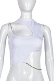 White Sexy Casual Solid Hollowed Out Patchwork O Neck Tops