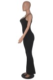 Rose Red Sexy Casual Solid Backless Spaghetti Strap Skinny Jumpsuits