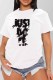 White Casual Print Letter O Neck T-Shirts